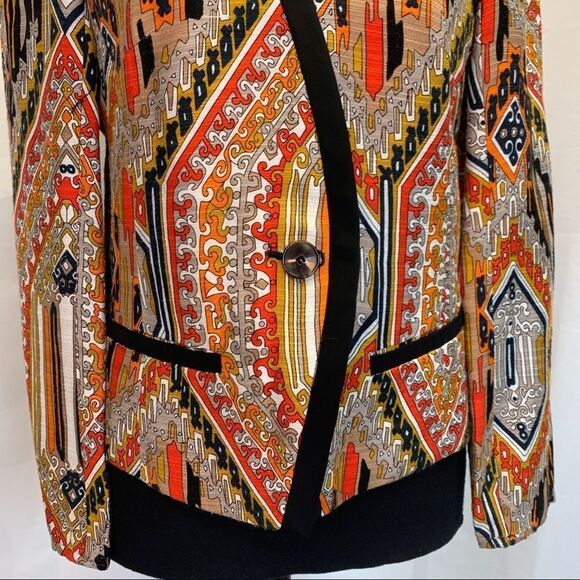 Trina Turk NWOT orange yellow silk blend blazer Sz 4 - Picture 7 of 15